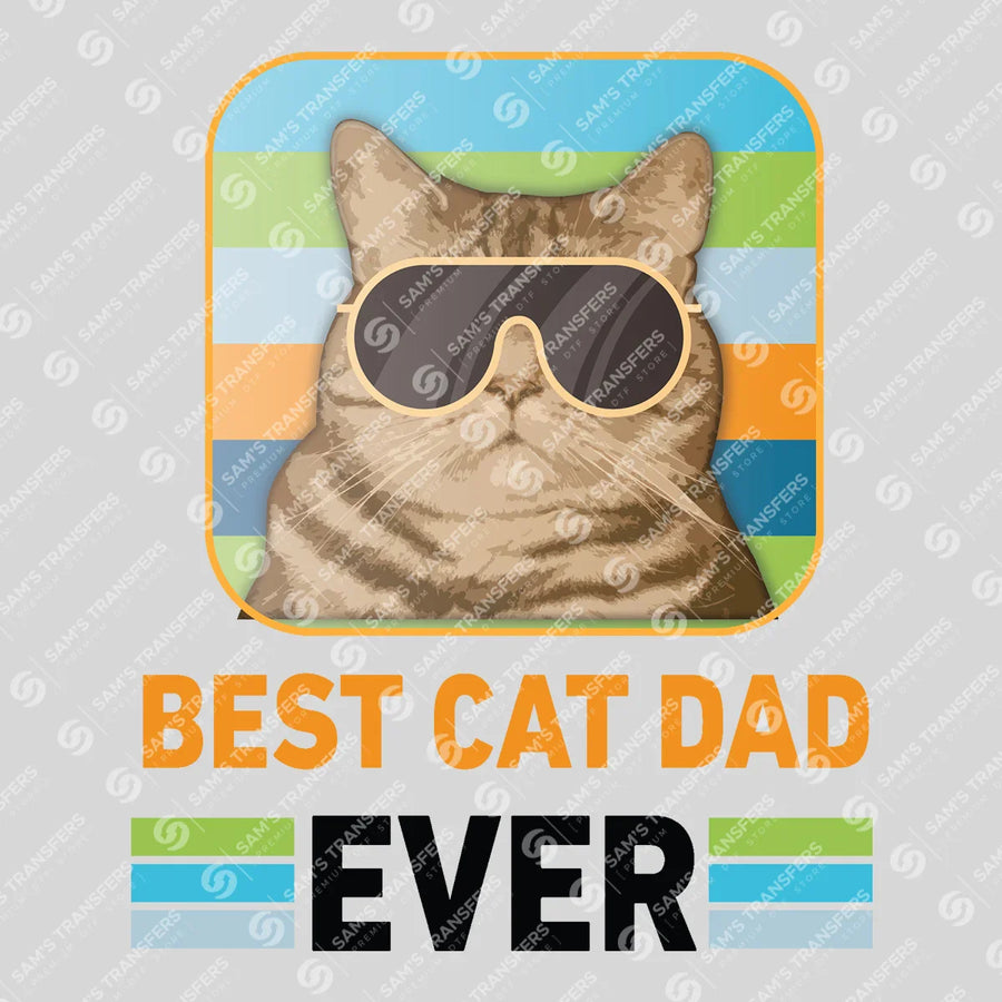 Best Cat Dad Ever Retro Ready-to-Press DTF Transfer | SAT06694