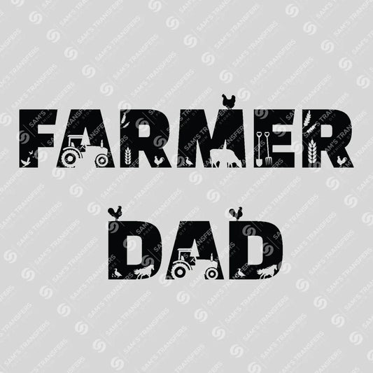 Apparel featuring a Farmer Dad-themed DTF transfer.