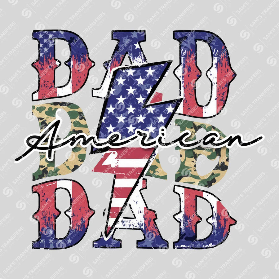 American Dad Bolt Camo Ready-to-Press DTF Transfer | SAT06719