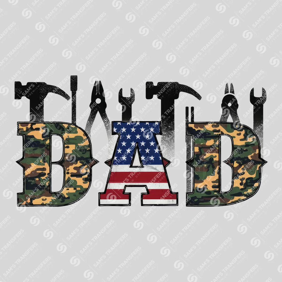 Dad Tools Camo Flag Ready-to-Press DTF Transfer | SAT06725
