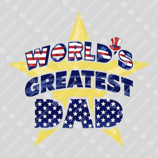 Apparel featuring a World's Greatest Dad Star-themed DTF transfer.