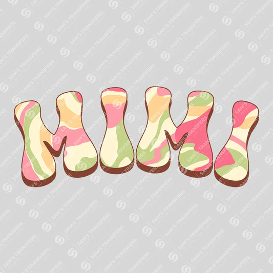 Apparel featuring a Mimi Retro Pastel-themed DTF transfer.