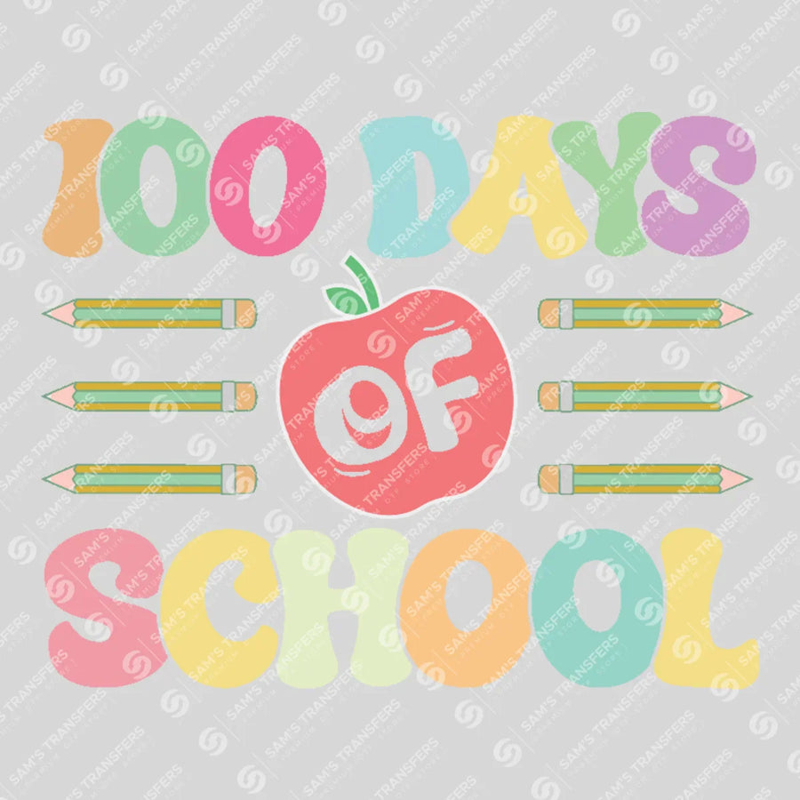 100 Days Of School Apple Ready-to-Press DTF Transfer | SAT06954