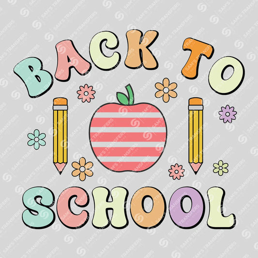 Apparel featuring a Back To School Apple Floral-themed DTF transfer.