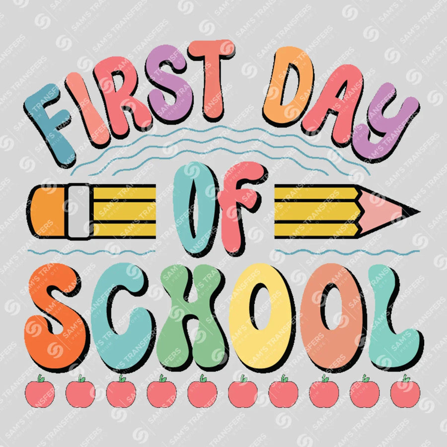 First Day Of School Apples Row Ready-to-Press DTF Transfer | SAT06973