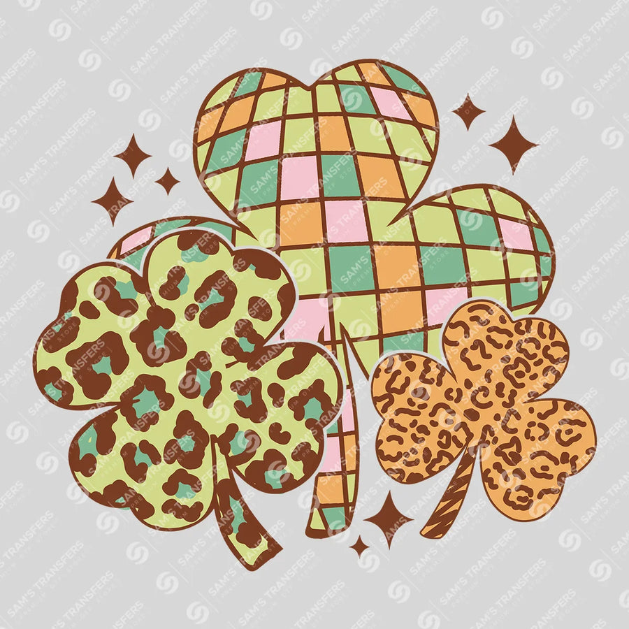 Leopard Disco Shamrocks Ready-to-Press DTF Transfer | SAT06983