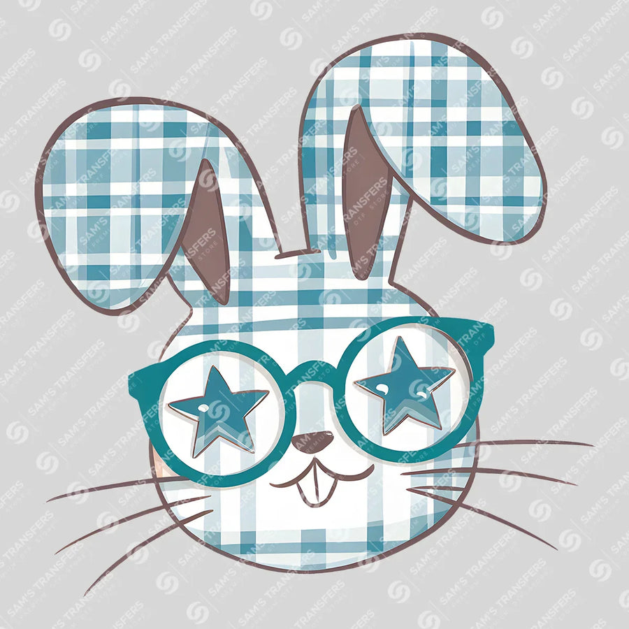 Plaid Bunny Star Glasses Ready-to-Press DTF Transfer | SAT06994