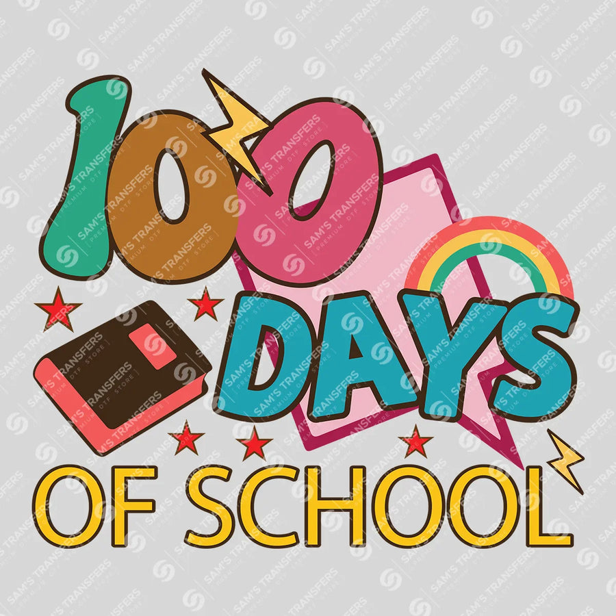 100 Days Of School Rainbow Ready-to-Press DTF Transfer | SAT06996