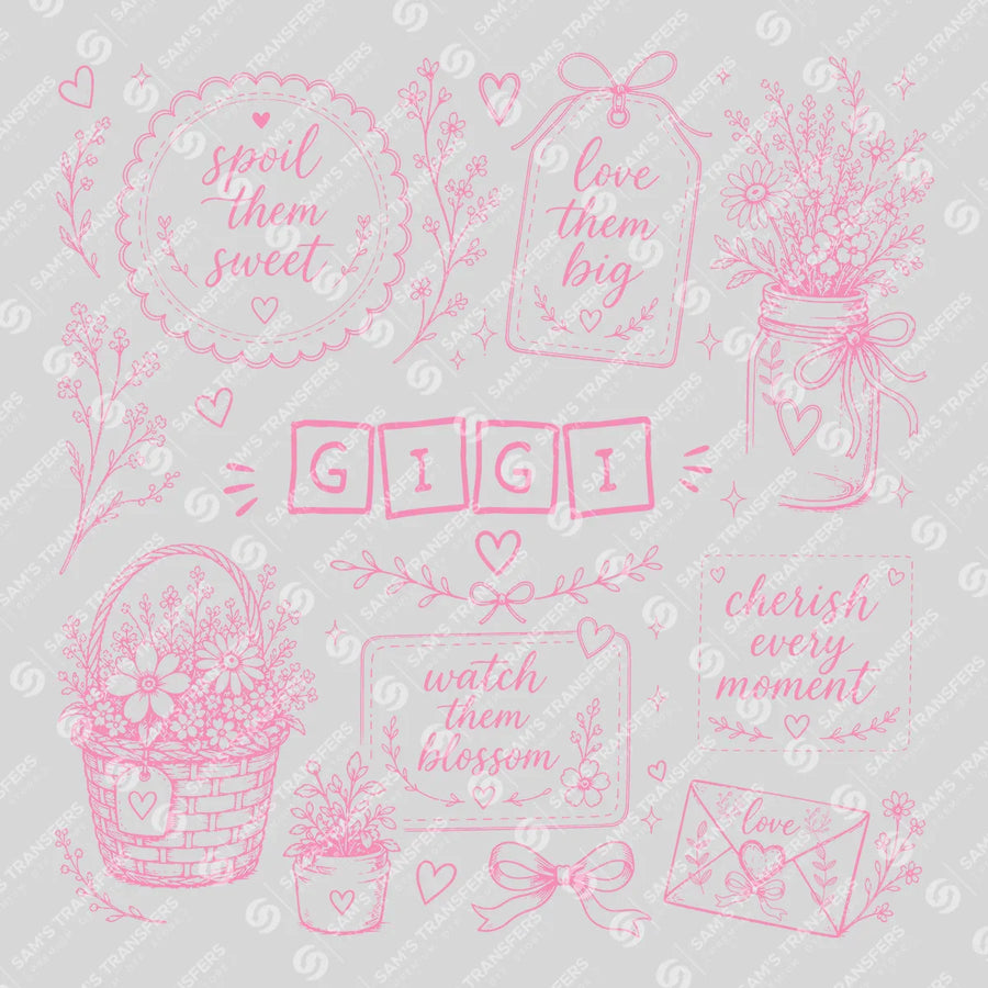 Gigi Wildflower Blocks Ready-to-Press DTF Transfer | SAT07084