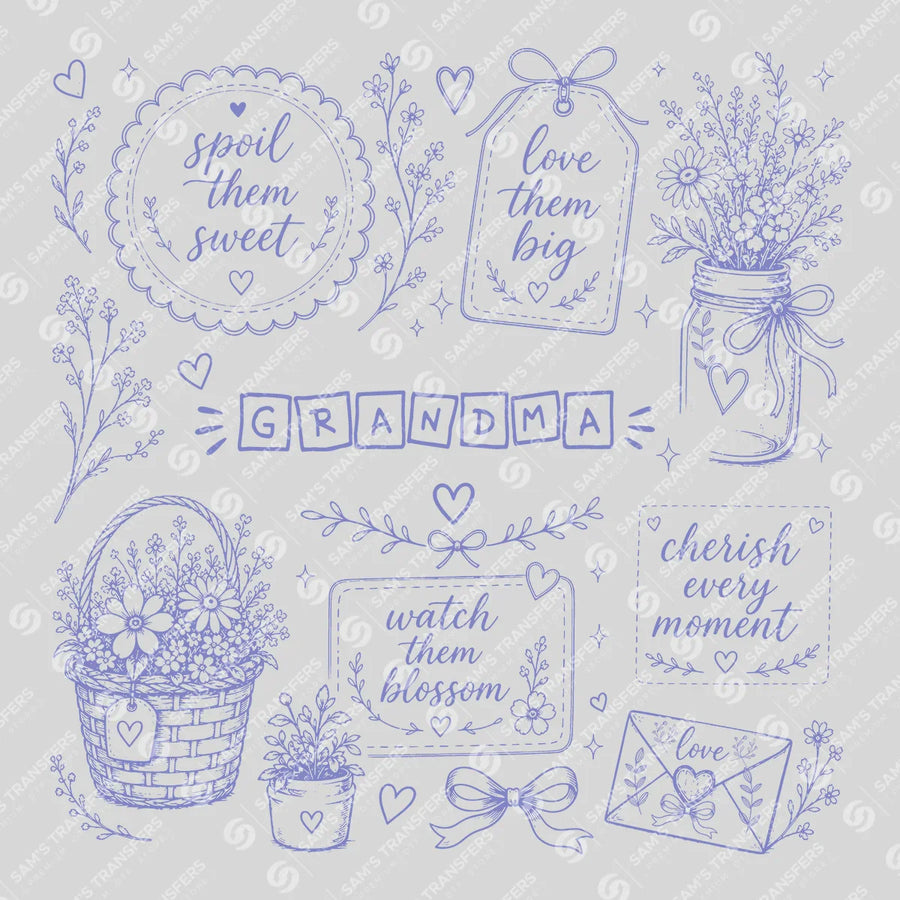 Grandma Wildflower Blocks Ready-to-Press DTF Transfer | SAT07086
