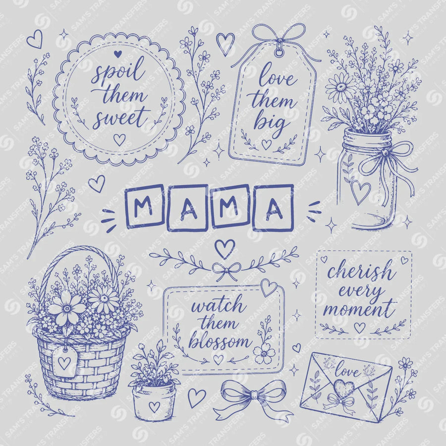Mama Wildflower Blocks Ready-to-Press DTF Transfer | SAT07090