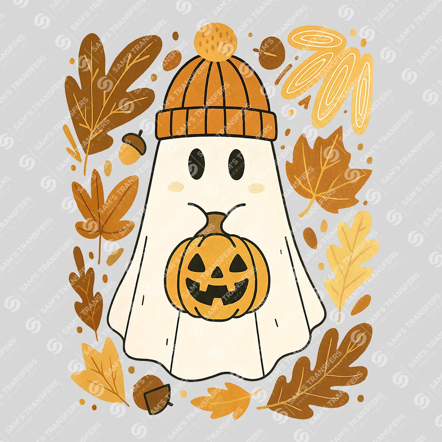 Cozy Ghost Pumpkin Ready-to-Press DTF Transfer | SAT07107
