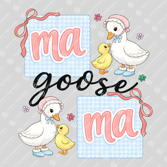 Apparel featuring a Mama Goose Blocks-themed DTF transfer.