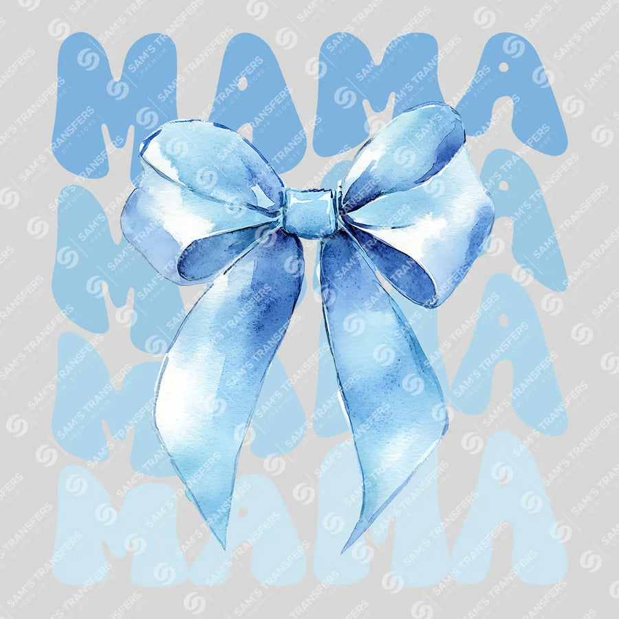 Watercolor Blue Bow Mama Ready-to-Press DTF Transfer | SAT07162