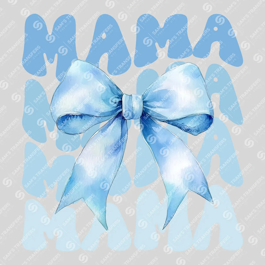 Blue Ribbon Bow Mama Ready-to-Press DTF Transfer | SAT07163