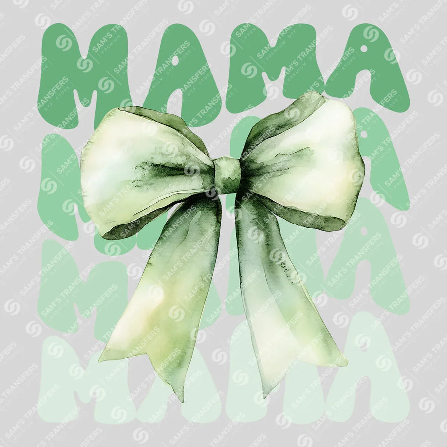 Watercolor Green Bow Mama Ready-to-Press DTF Transfer | SAT07167