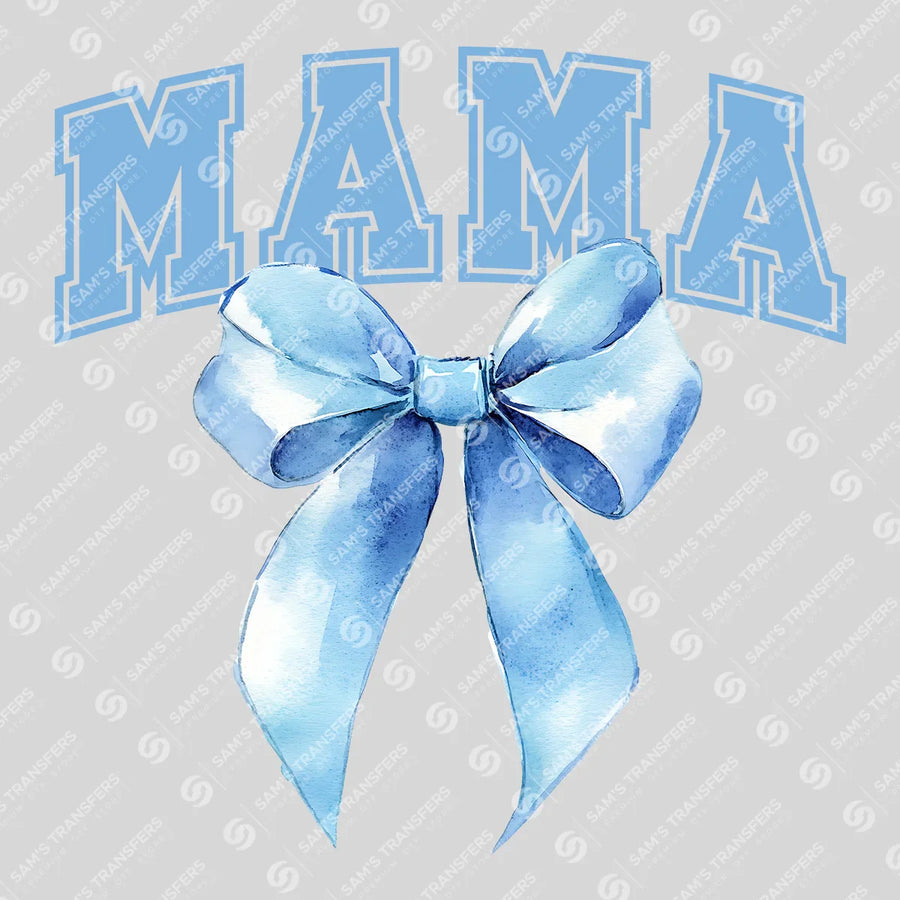 Varsity Mama Powder Blue Bow Ready-to-Press DTF Transfer | SAT07182