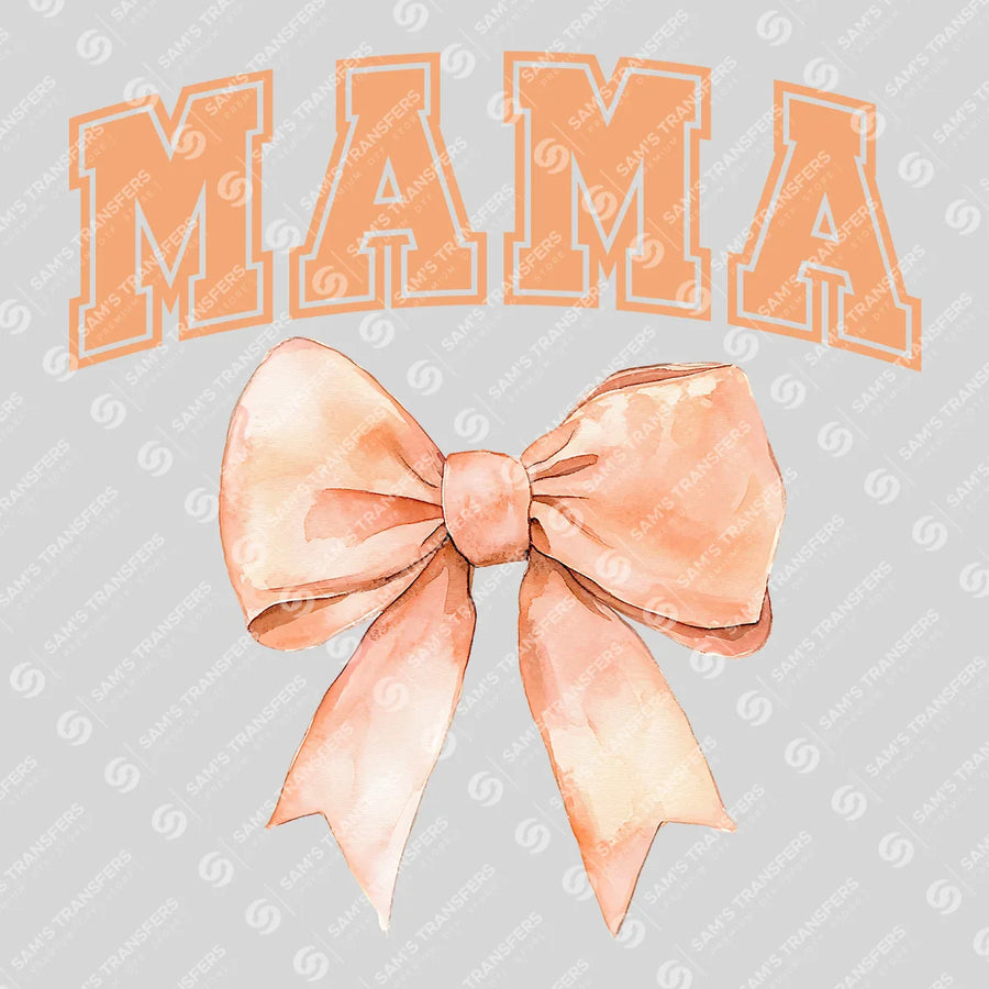 Varsity Mama Peach Bow Ready-to-Press DTF Transfer | SAT07188