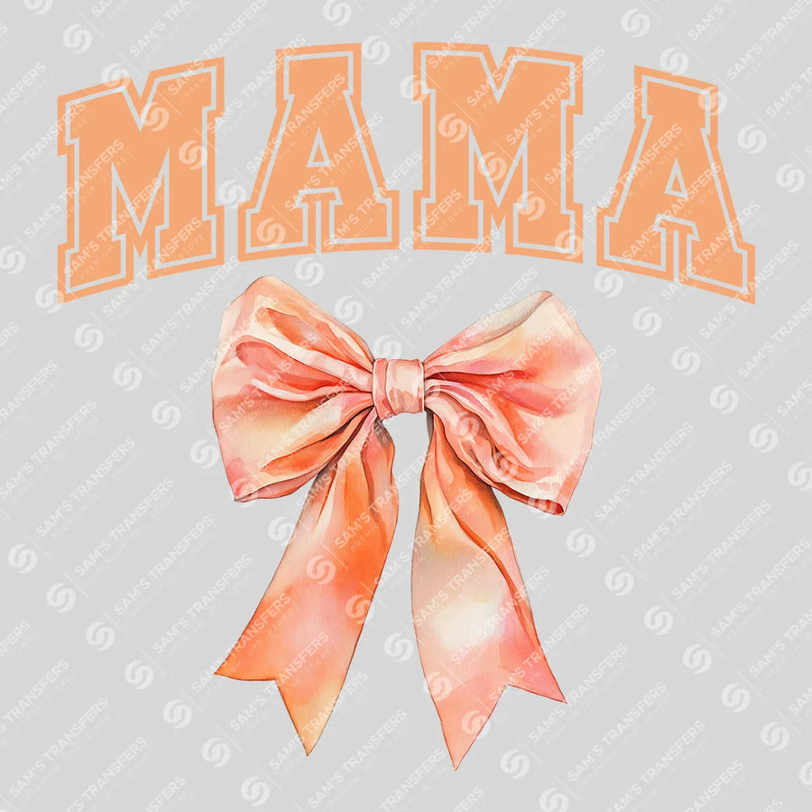 Varsity Mama Apricot Bow Ready-to-Press DTF Transfer | SAT07190
