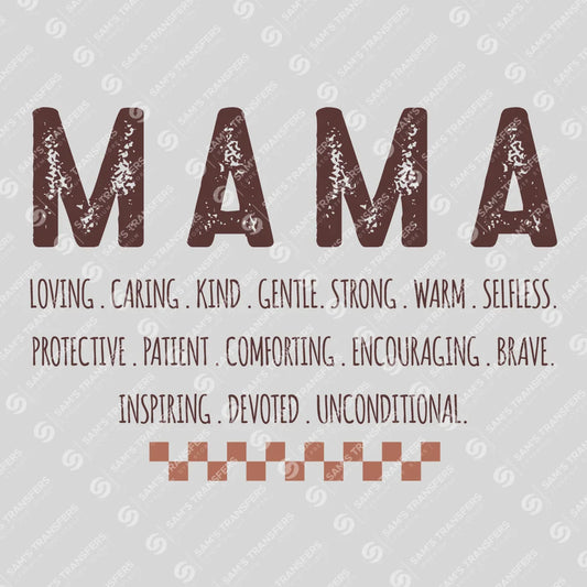 Apparel featuring a Mama Definition-themed DTF transfer.