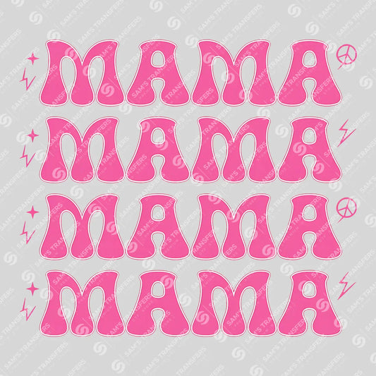 Apparel featuring a Pink Retro Mama-themed DTF transfer.