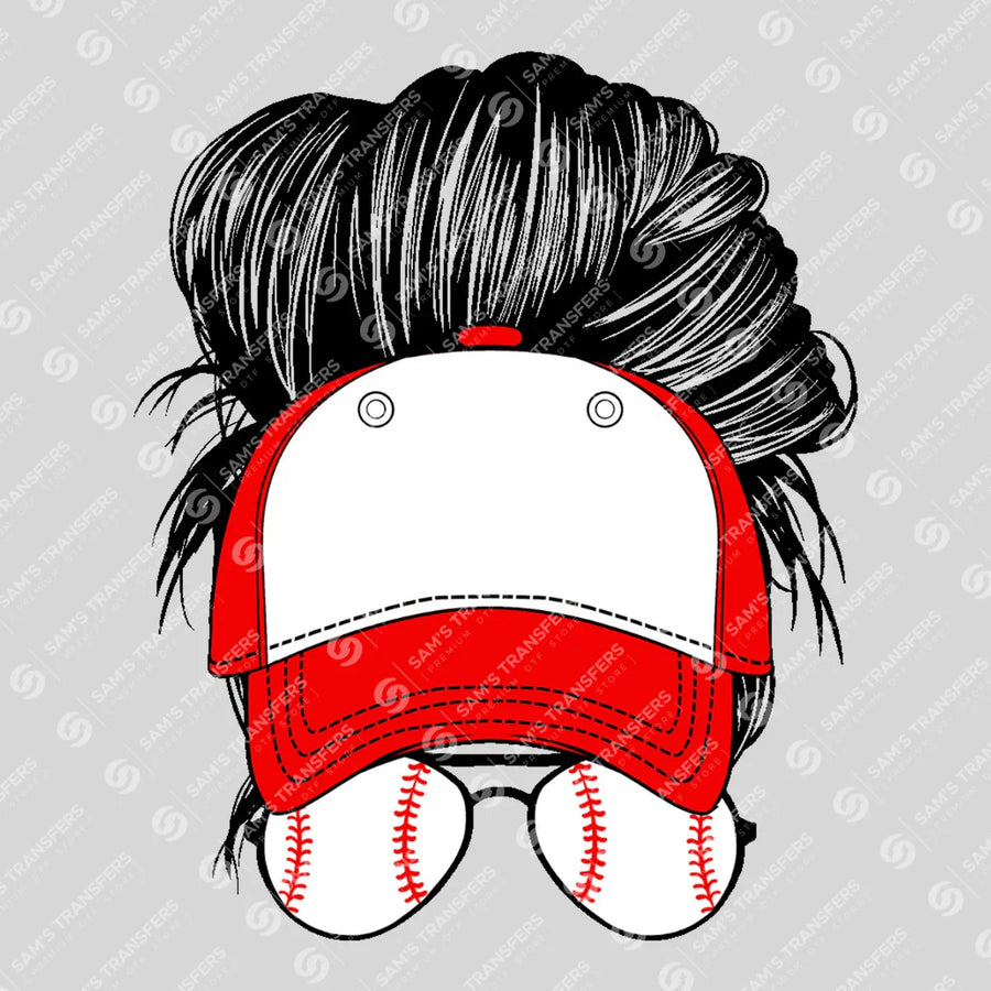 Baseball Cap Messy Bun Ready-to-Press DTF Transfer | SAT07277