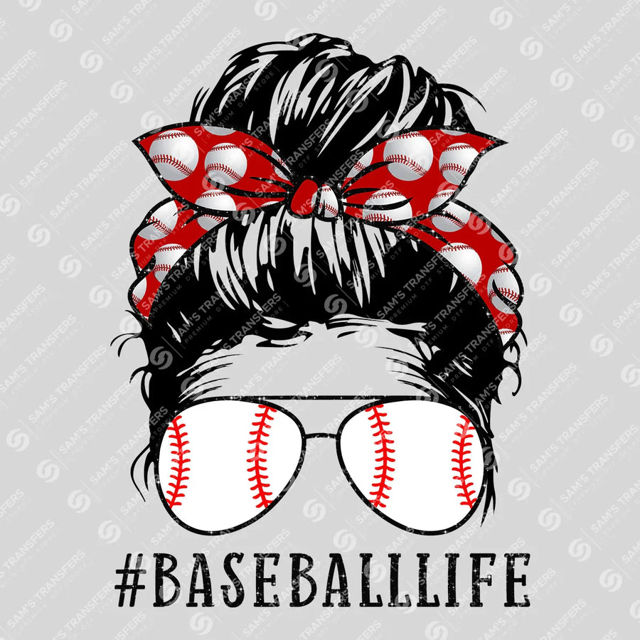 Baseball Life Messy Bun Ready-to-Press DTF Transfer | SAT07282