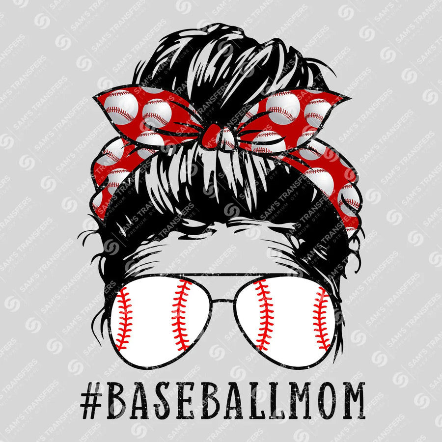 Baseball Mom Messy Bun Ready-to-Press DTF Transfer | SAT07284