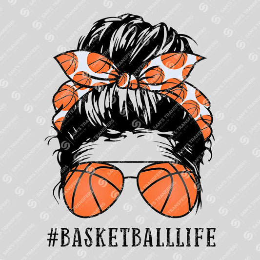 Apparel featuring a Basketball Life-themed DTF transfer.