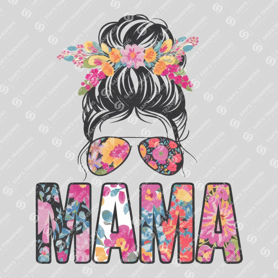 Floral Mama Messy Bun Ready-to-Press DTF Transfer | SAT07302