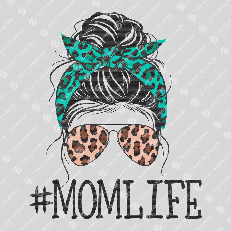 Momlife Teal Leopard Ready-to-Press DTF Transfer | SAT07306