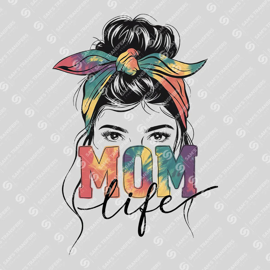 Mom Life Tie Dye Sketch Ready-to-Press DTF Transfer | SAT07307