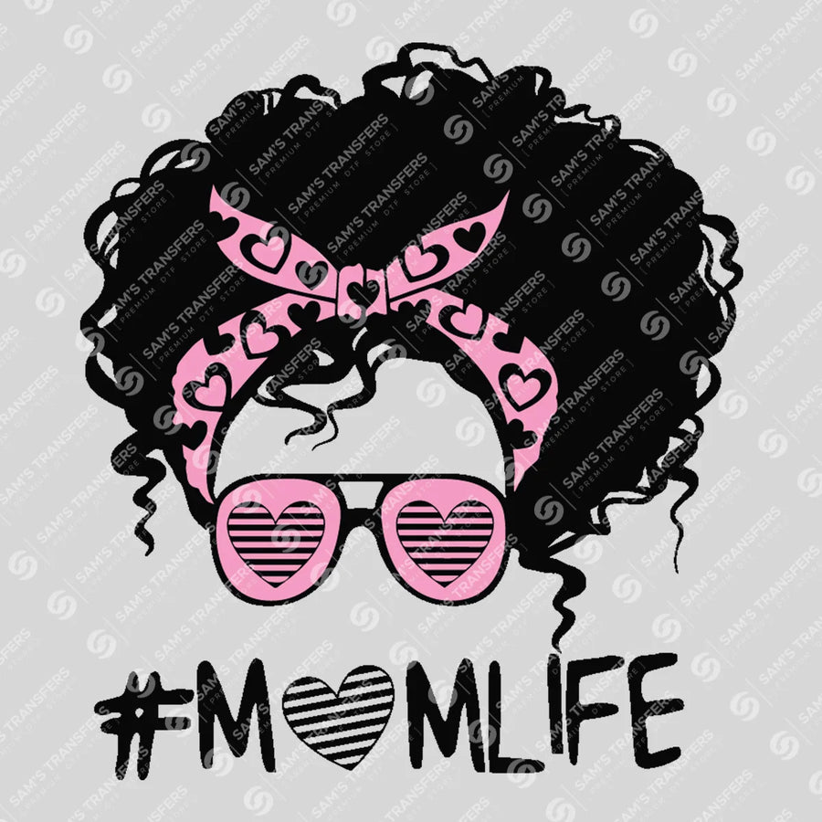 Momlife Hearts Afro Ready-to-Press DTF Transfer | SAT07313