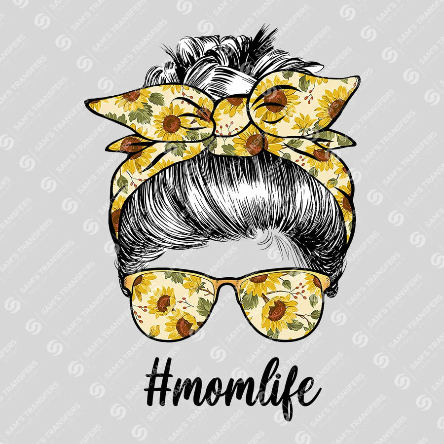 Momlife Sunflower Glasses Ready-to-Press DTF Transfer | SAT07328