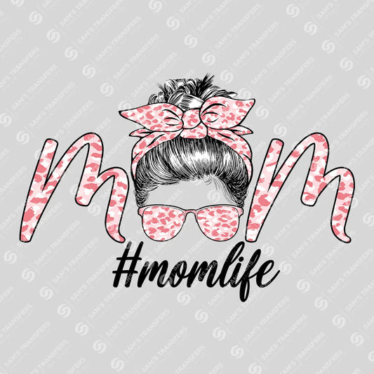 Apparel featuring a Mom Leopard Bun-themed DTF transfer.