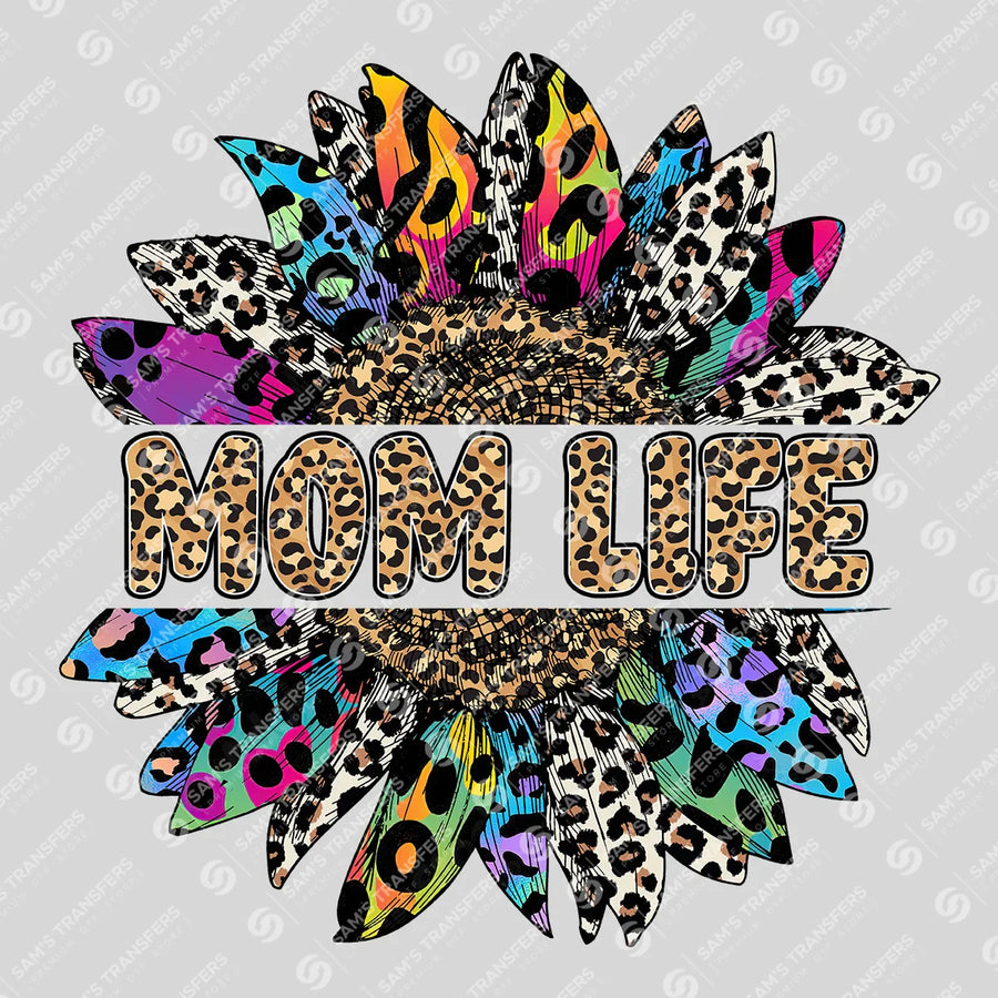 Mom Life Leopard Sunflower Ready-to-Press DTF Transfer | SAT07336