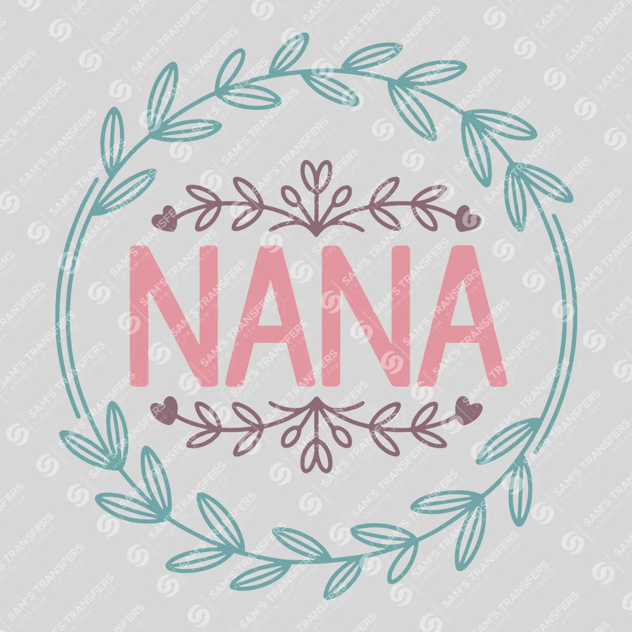 Nana Floral Wreath Ready-to-Press DTF Transfer | SAT07366