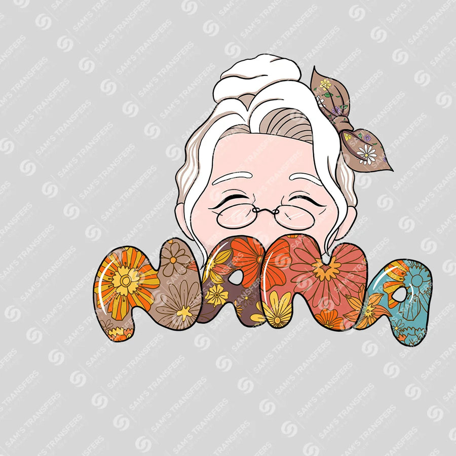 Retro Floral Nana Ready-to-Press DTF Transfer | SAT07414