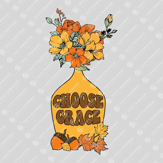 Apparel featuring a Choose Grace-themed DTF transfer.