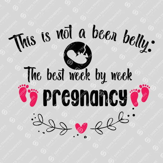 Apparel featuring a This Is Not a Beer Belly Pregnancy-themed DTF transfer.