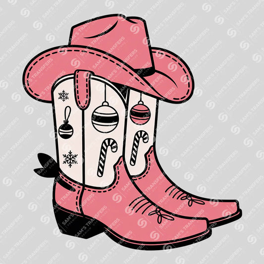 Apparel featuring a Pink Cowgirl Boots Ornament Tops-themed DTF transfer.