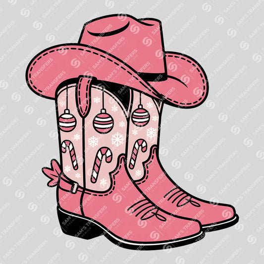 Apparel featuring a Pink Cowgirl Boots Pink Ornaments-themed DTF transfer.