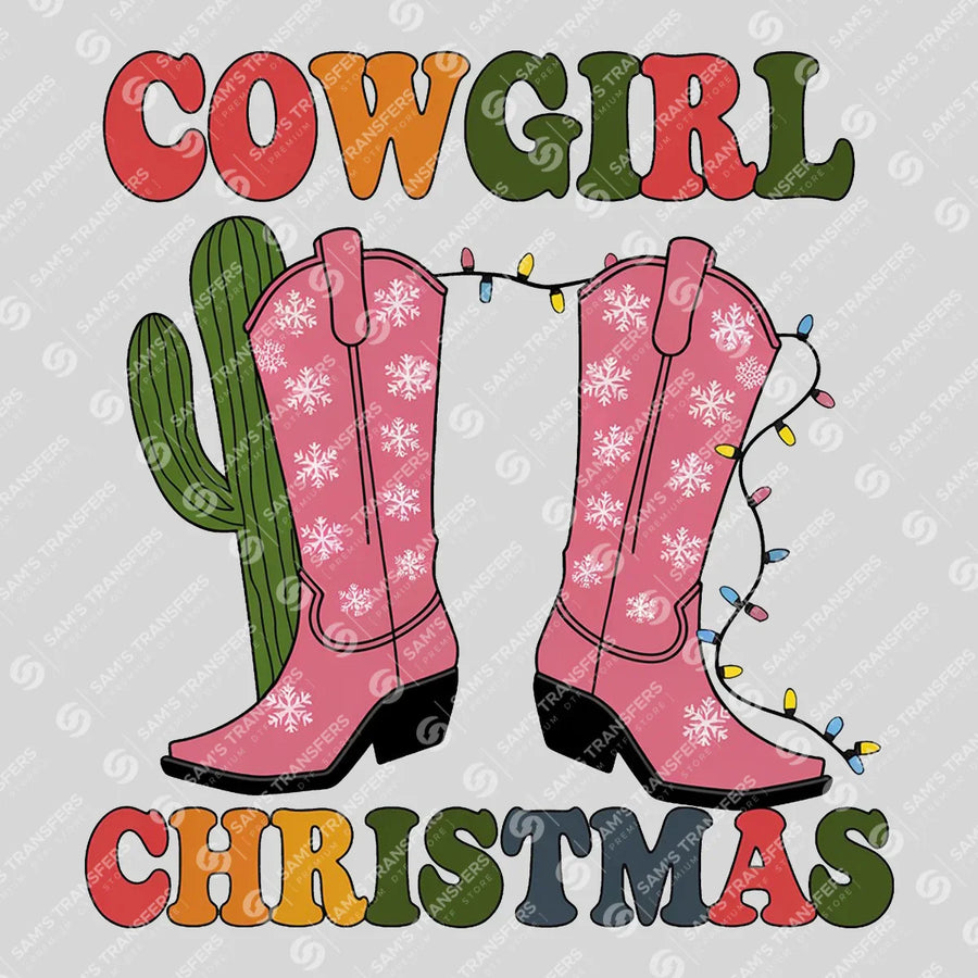 Cowgirl Christmas Cactus Ready-to-Press DTF Transfer | SAT07868