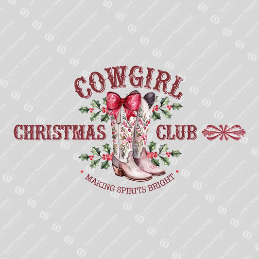 Apparel featuring a Cowgirl Christmas Club Floral-themed DTF transfer.