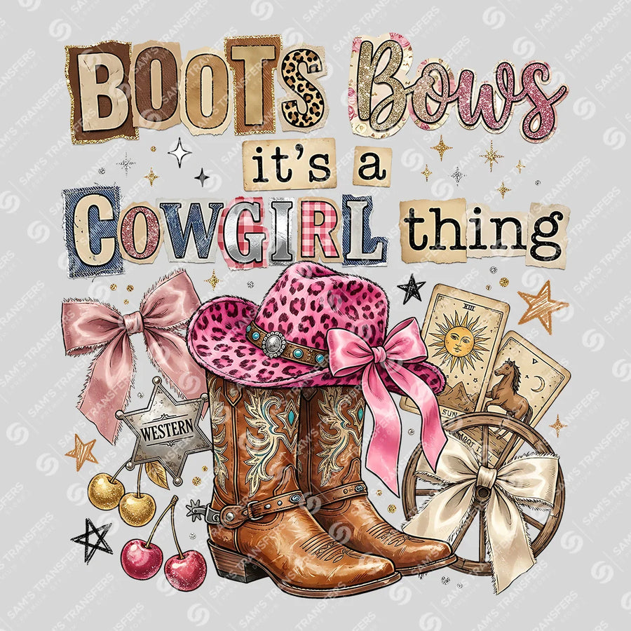 Boots and Bows It's a Cowgirl Thing Leopard Ready-to-Press DTF Transfer | SAT07877