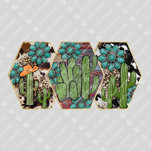 Apparel featuring a Cactus Turquoise Tiles-themed DTF transfer.