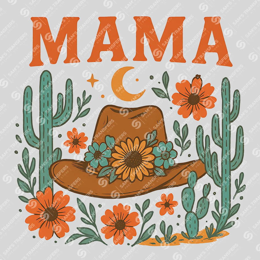 Mama Floral Cowboy Hat Ready-to-Press DTF Transfer | SAT08074