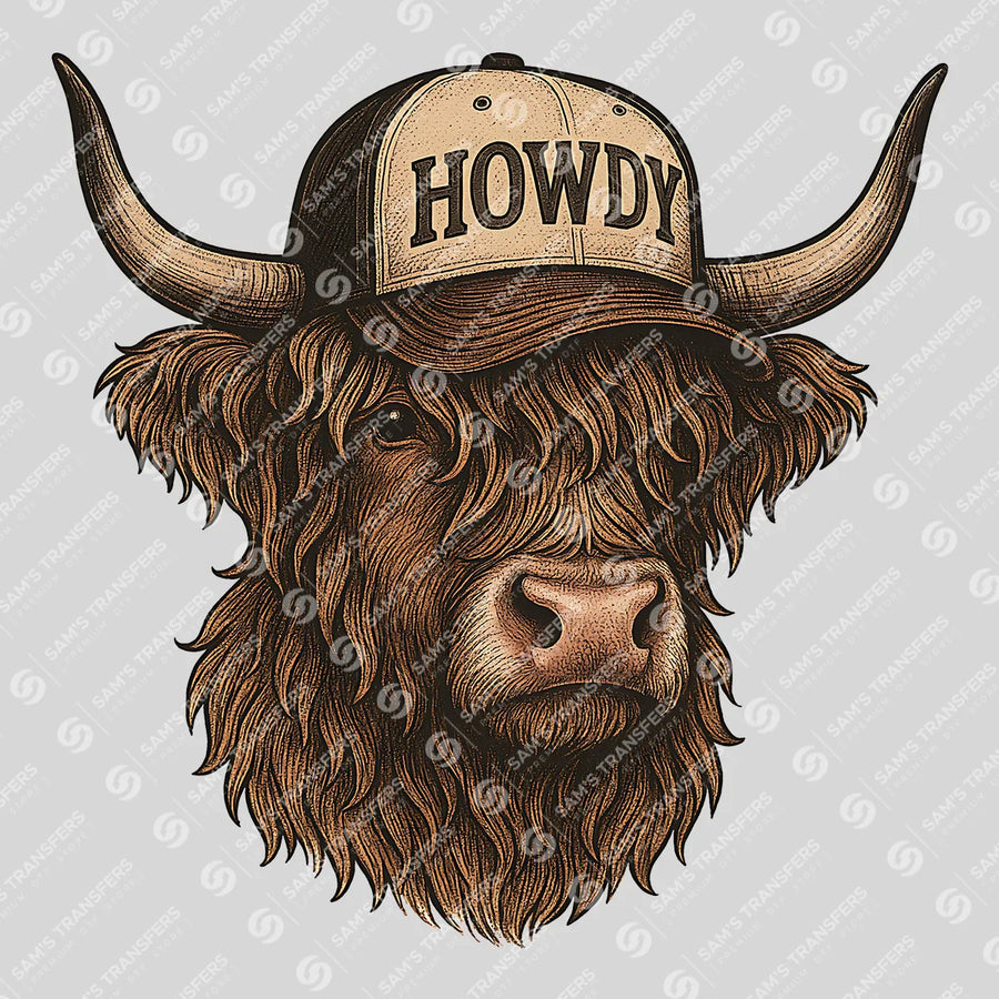 Howdy Highland Cow Ready-to-Press DTF Transfer | SAT08076