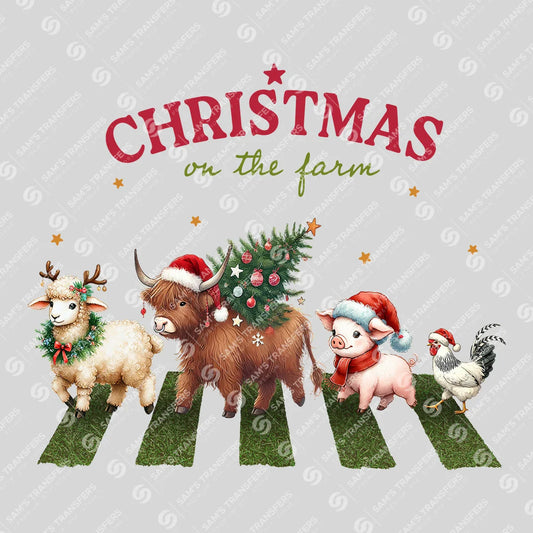 Apparel featuring a Christmas on the Farm-themed DTF transfer.
