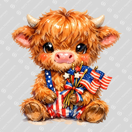 Apparel featuring a Patriotic Flags Calf-themed DTF transfer.